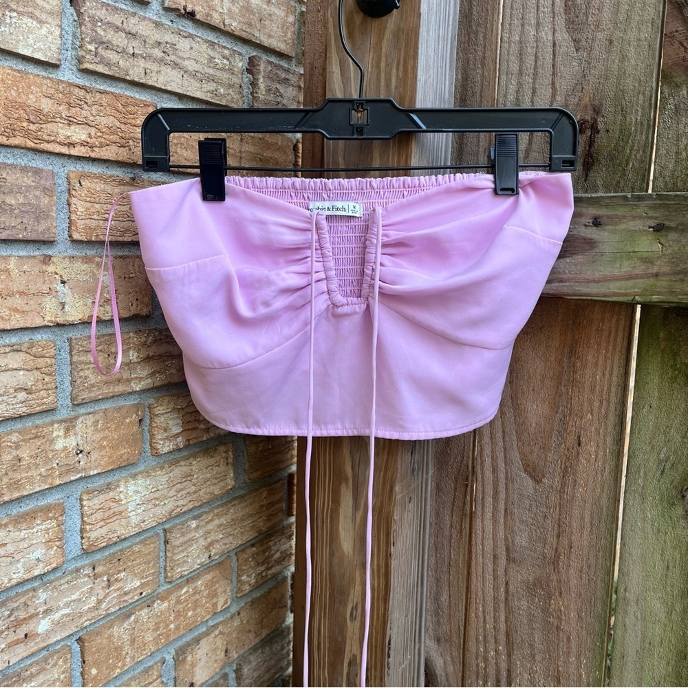 Abercrombie & Fitch Light Pink Ruched Tie Halter Top Top